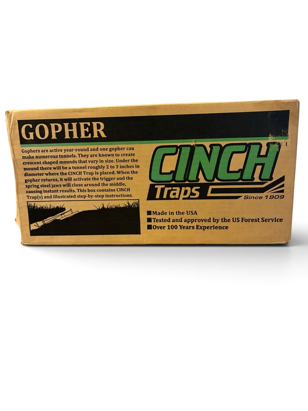 Cinch Medium Gopher Traps Box Set Of 3 USA Made US Forest Service Approved NOS